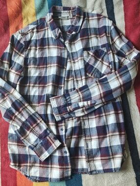 Vans Plaid Button-Up Shirt in Blue, White & Burgundy